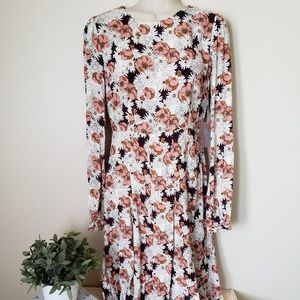 Long Sleeve Floral Midi-Length Dress